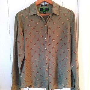 C.Wonder 100%Silk Blouse Camel Design